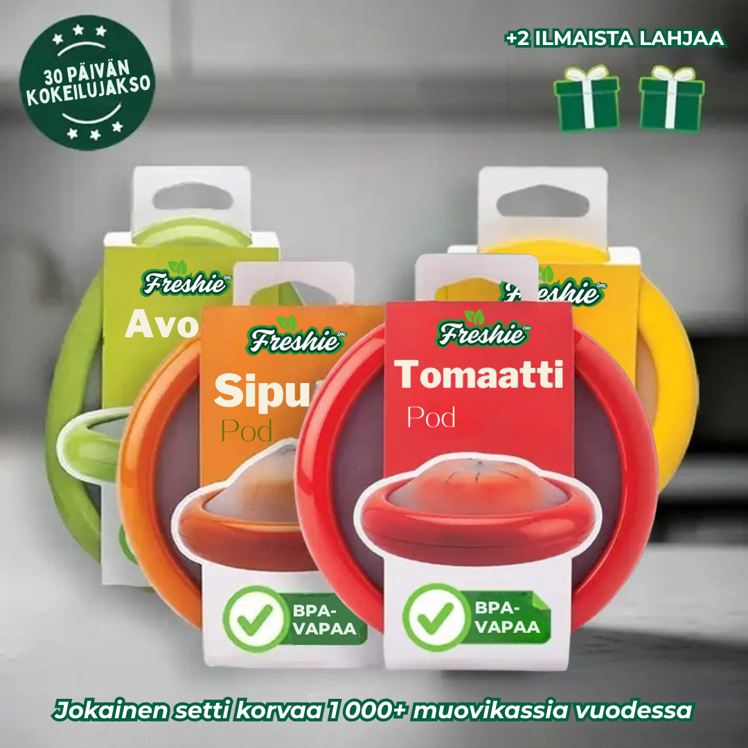 Freshie™ - Uudelleenkäytettävät vihannes- ja hedelmäkannet